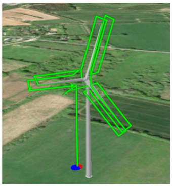 Drone flight trajectories on a wind turbine created in Sterblue